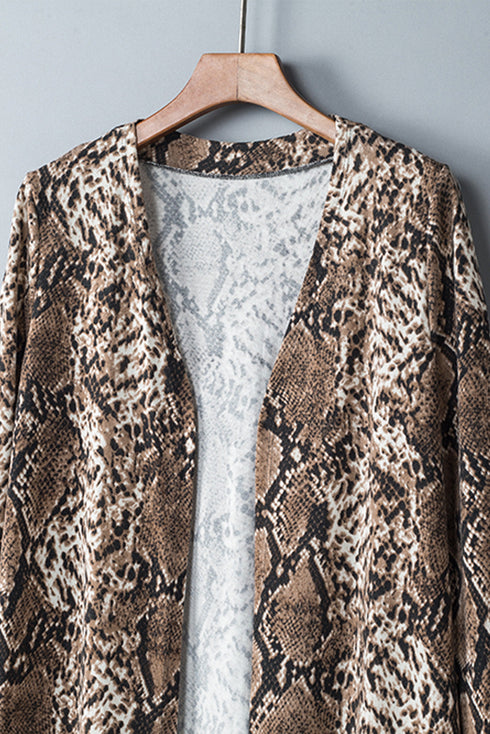 Print Colorblock Long Cardigan